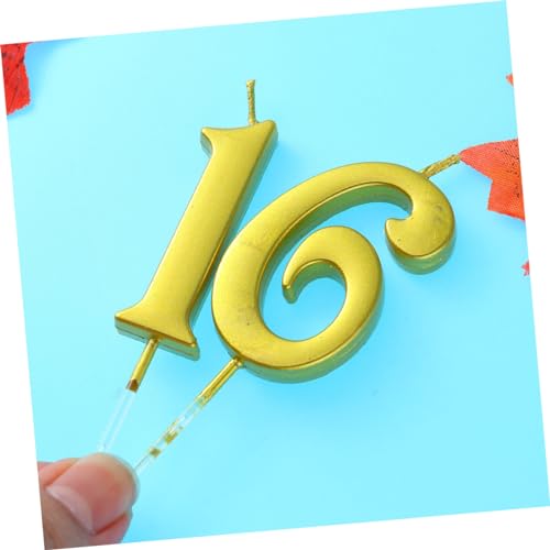 Ciieeo guarnição de ouro decoração com brilho vela número 16 decoração de bolo o casamento kids núme
