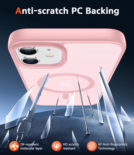 Image of FNTCASE for iPhone 13 Mini Case: iPhone 12 Mini Case Matte Magnetic Phone Cases Compatible with Magsafe Slim Anti Yellowing Military Grade Drop Rugged Protective Translucent Cell Cover (C-Pink)