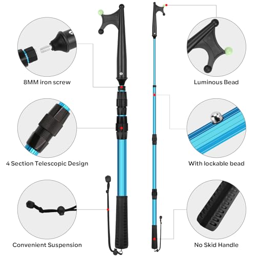 SANLIKE Boat Hooks for Docking Extension Pole Hook Telescopic Boat Pole with Luminous Bead, Lightweight Floating, Non-Slip Rubber Handle, Durable & Rust-Resistant by SANLIKE - Image 2