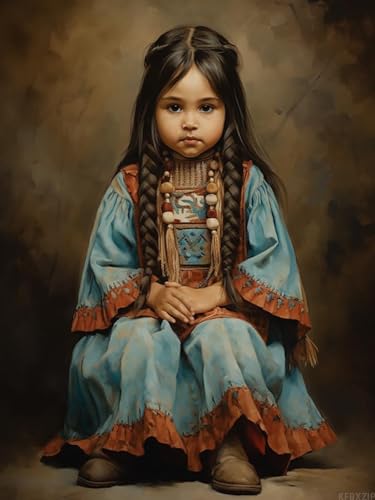 KFBXZIP DIY Counted Cross Stitch Kits American Native Indian People Portrait Easy for Beginners 11CT Needlepoint Embroidery Cross Stitch Set Craft Wall Art Decor, 12x16 inch