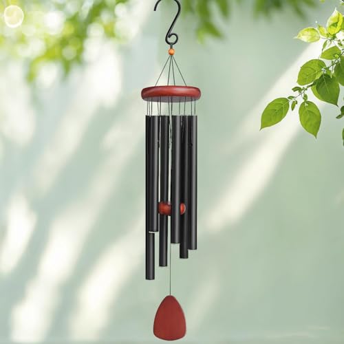 Wind Chimes for Garden, 26 Inch Aluminum Tubes Wind Chimes Waterproof Windchimes Indoor and Outdoor,6 Tubes Memorial Wind Chime Gifts for Outside Garden Yard Home Memorial Wind Chimes Hanging Chimes