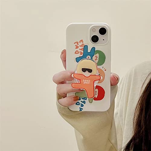 Cartoon Phone Case Compatible With Iphone 13/14, Cute Three Dancing Girls Case, Funny 3D Korean Oil Painting Phone Cover With Girl Popsocket Hold Stand For Women Girls #TOP4