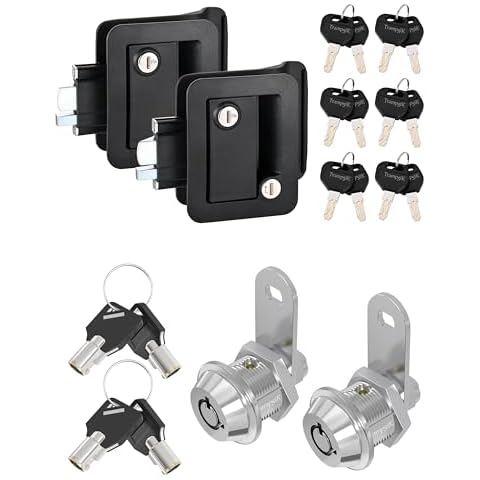 TrampgiK Engineering Plastic Camper Door Lock Pack of 2 & RV Storage Locks, 5/8” Pack of 2 Cover