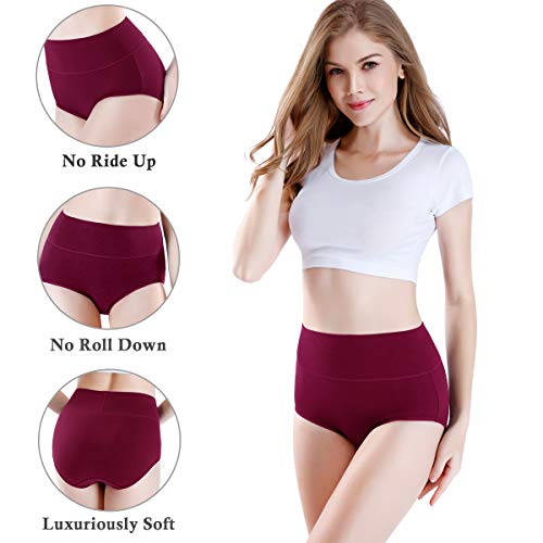 Image of wirarpa Women's Modal Underwear Soft High Waist Briefs Ladies Panties 4 Pack (Regular & Plus Size)