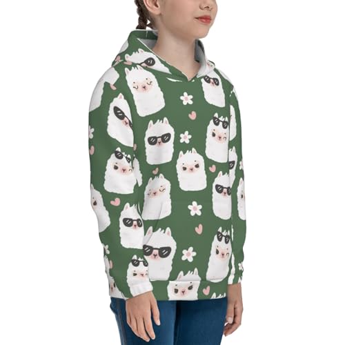 Alpaca Faces Kids Pullover Hoodies Boys Sweatshirts Girls Athletic Clothes with Pocket3