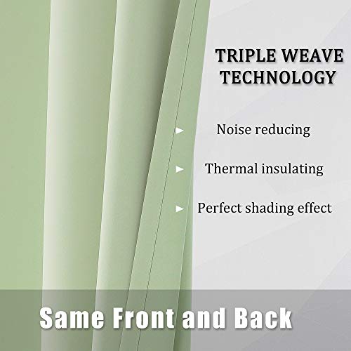 DUALIFE Light Green Blackout Curtain Panels/Drapes for Living Room 84 inch Length Solid Energy Efficient Room Darkening Bedroom Curtains Thermal Insulated Grommet Top 52x84 inch Set of 2 Panels by DUALIFE - Image 5