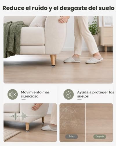 Miniatura 3 de Vabneer Deslizadores Para Muebles Con Clavos, 42 Piezas Almohadillas De Ptfe Teflón, 19mm Para Mover Muebles Pesados En Suelos Duros Y Alfombras