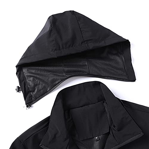 Men's Casual Windbreaker Bomber Jacket Coat Outdoor Men's Sports Jacket With Hood Lightweight Hiking Camping Rain Coat(Black,Xxxxxxl) #TOP4