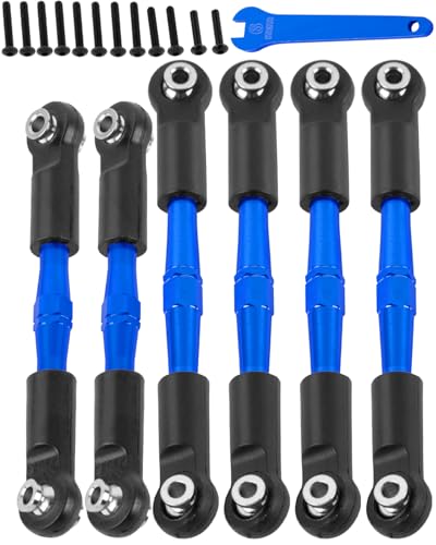 RCHuiWow Alloy Aluminium RC Turnbuckles Camber Links Upgrades Part 1/8 Typhon 3S BLX,Typhon Mega 550,for 1/10 Big Rock V3 3S BLX(Only V3),Turnbuckles & Tie Rods Hop-up,6pcs,Navy Blue