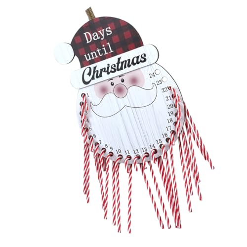 GANAZONO Calendrier de Suspendu Bois Père Noël avec Béquille Décoration Intérieure de Noël pour Porte Entrée Ornement Festif et Pratique