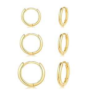 CERSLIMO Creolen zilver 925, creolen zilver goud roségoud zwart dames heren kleine creolen set sierlijke kraakbeen…