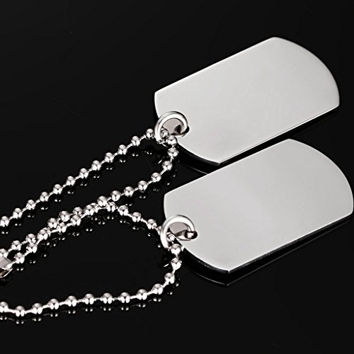 gazechimp Prata Dog Tag Mens Aço Inoxidável Pingente Bola Talão Colar De Corrente