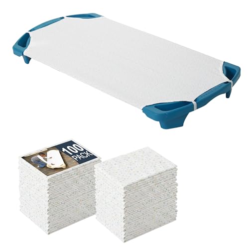 Image of Angeles Angels Rest ABC Fitted Cot Sheet with Elastic Straps, Toddler Size, Cot Sheets for Daycare, Toddler Cot Sheets, ABC Print, Set of 100
