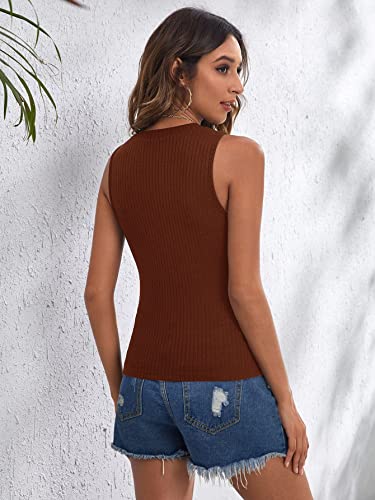 Romwe Women's High Neck Ribbed Knit Tank Top #TOP26