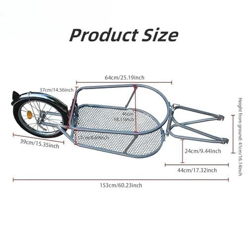 Remolque de bicicleta individual con forro de lona resistente para transporte de equipaje