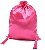 WEDAO 5 Pieces Silk Satin Bags with Drawsting Large 15X11 Inch - Makeup Packaging Wig Storage for Mu