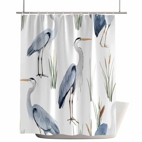 Shower Curtain, 72 x 72 Inches Shower Curtain Liner, Birds Heron in The Water Shower Curtains for Bathroom, Shower Stall & Bathtubs, Waterproof Polyester Fabric Shower Curtain Set