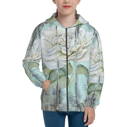 Vintage Rose1 Kid Hoodies Boys Zip Up Sweatshirts Girls Pullover with Pocket3