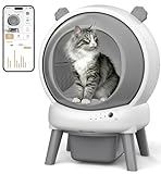 Self Cleaning Litter Box for Multiple Cats, Automatic Litter Box with APP Real-Time Monitor, Dual Safety Protection, Odor-Free Waste Disposal Includes Trash Bags, Gray