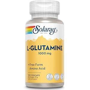 Solaray – L-Glutamine – 100 Vegan Capsules not Powder – High Strength Amino Acid – Pre & Post Workout Supplement for Men & Women – Lab Verified, GMO & Magnesium Stearate Free