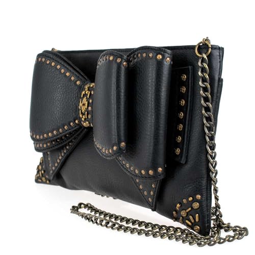 Mary Frances Bowed Over Handbag Studded Leather Bow Crossbody Bag Novelty Purse, Black4