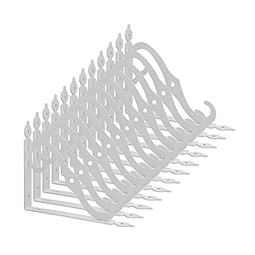 Acrux7 12 Pack Heavy Duty Decorative Shelf Brackets 9.4 X 7.5 inch with Screws White Metal Shelf Brackets - Shelf Support Angle Brackets for Shelves- L Brackets Heavy Duty Corner Brace Shelf Supporter