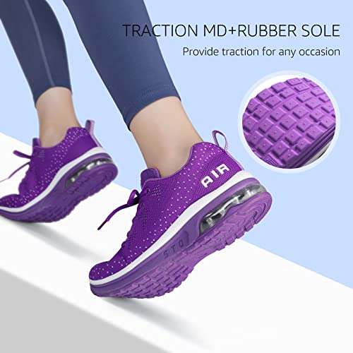 Women's Road Running Sneakers Fashion Sport Air Fitness Workout Gym Jogging Walking Shoes 8 Purple #TOP5