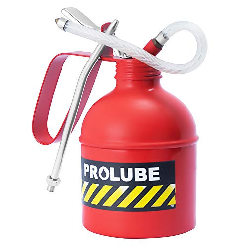 PROLUBE 41433 Steel PT-Type Oil Can, 500ml in Red, Includes 6 Rigid and 7 Flexible Spouts