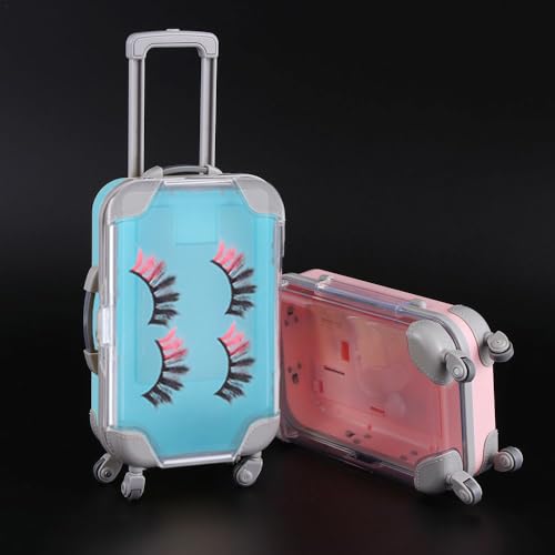 HomeSoGood Pacote com 2 mini estojo organizador de cílios postiços, em forma de bagagem, caixa de em