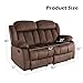 INZOY Manual Loveseat Recliner Sofa with Padded Armrest, Wall-Hugger 2 Seat Reclining Love Seat Couches with Overstuffed Back, Double Seater Reclining Chair for Living Room Theater Seating, Brown