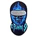 Fashion Breathable Blue Flaming Fire Skull Full Face Mask, Sun Protection Ski Mask, Face Cover for Outdoor Motorcycle Riding Sports