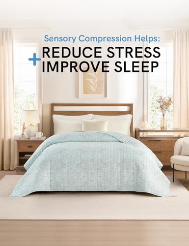 Image of YnM Cooling Weighted Blanket for Adults, 10lbs Heavy Bed Throw for One Person of 90lbs, Perfect for Hot Sleepers or Warm Climates with Rayon /Glass Beads(48x72 Inches,Twin /Full Bed, Spearmint Green)