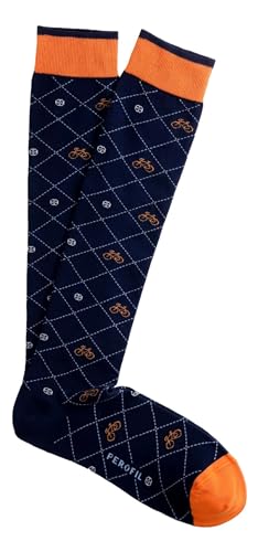 Chaussettes longues coton chaud PEROFIL Navy à vélos imprimés en taille unique pour l'hiver