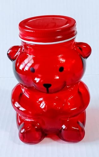 Doche JF-Valentine's Day Teddy Bear Shaped Glass Container (1) Red Jar (3.74