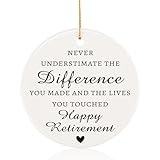Aremdys Retirement Gifts for Women Men, Retirement Ornament Gift 2026 for Teacher Boss Nurse Friends Grandparents, Ceramic Retired Keepsake Decor for Xmas Tree