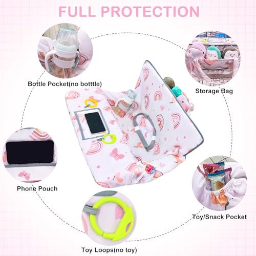 Shopping Cart Cover for Baby Girl Grocery Cart Cover for Baby 2 in 1 High Chair Covers for Restaurant Cart Cover for Babies Machine Washable,White-Rainbow