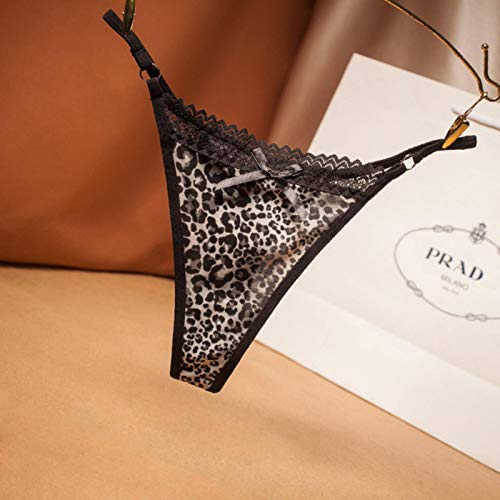 Bragas de Encaje de Leopardo Superior para Mujer, Tanga Sexy, Ropa Interior Femenina, Tanga de Tiro bajo, lencería para Mujer