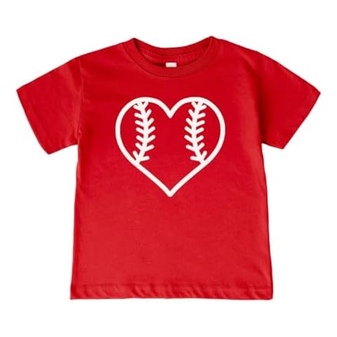 Amdesco Baseball Heart, Softball Heart, Love BASEBALL Youth Short Sleeve T-shirt, Red X-Small Cover