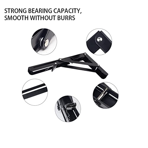 Black Folding Shelf Brackets Max. Load 220 lb, Heavy Duty DIY Wall Mounted Shelf Bracket Space Saving for Table Work Bench (12 INCH-2PCS)