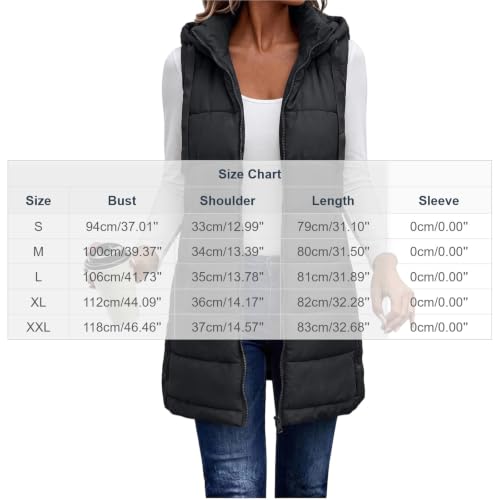 Puffy Vest Women Long Hooded Sleeveless Quilted Zip Up Padded Winter Jacket - image 4