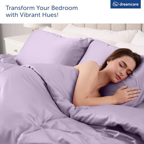 DREAMCARE King Size Sheets Set - 4 pcs Breathable Cooling Sheets - up to 21" Extra Deep Pocket King Sheet Set with Side Pockets - Extra Soft 100% Brushed Hypoallergenic Hotel Luxury Bedding Lavender by DREAMCARE - Image 5