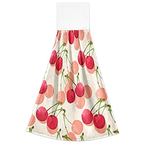 Boccsty Red Cherry Hanging Kitchen Towels 2 Pieces Frensh Fruits Dish Towels Hand Towel Tea Bar Towels For Bathroom Farmhouse Housewarming Tabletop Home Decor #TOP1
