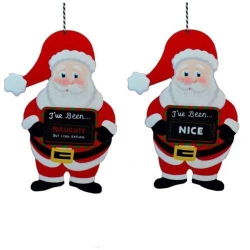 Davies Neutral Santa Claus Naughty Or Nice Door Hanger Christmas Decoration Wooden Plaque