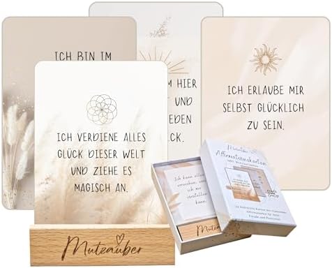 40 Affirmationskarten inkl. Box + Holzständer 10x12cm Motivations...