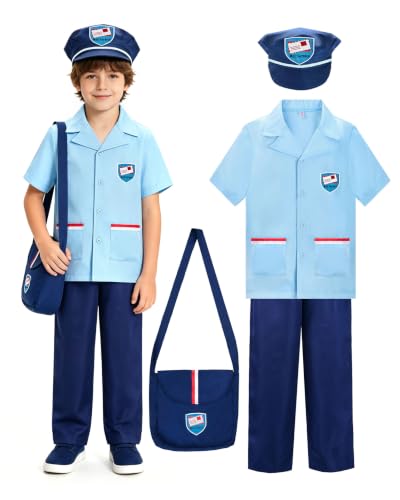 ReliBeauty Mailman Costume for Kids Blue,5/120
