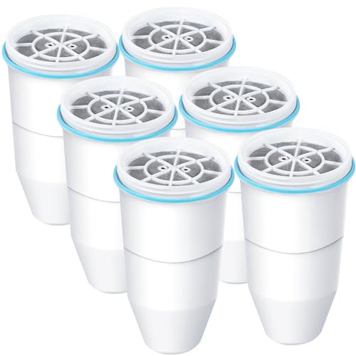 Image of VIPHASES 6 Pack 6-Stage Water Filter Cartridges Replacement for Water Filter Jug ZR-017 ZP-010, Advanced 0 TDS System to Removes 99.99% Lead, Chlorine, Fluoride, PFOA/PFOS, TUV Certified