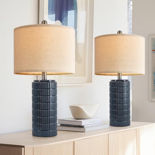 PoKat 24" Modern Ceramic Table Lamps Set of 2 for