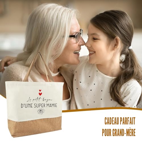 Tarklanda Sac Mamie Jute Tote Bag Femme Cabas de Plage pour Grand-Mère, Cadeau pour Mamie, Anniversaire, Fête des Mères, Fête des Grands-Mères – vue 6