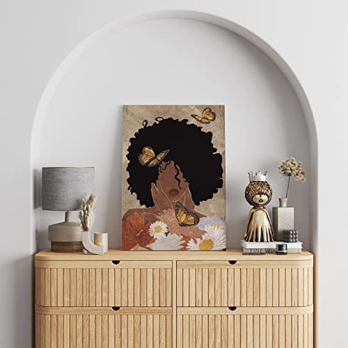 Tuyashua Black Woman Wall Art Canvas Poster Decorative With Frame (11.5×15 Inch), African American Wall Art, Black Girl Art Wall Decor For Living Room Bathroom Hallway Modern Wall Decor, 02-Hrfn03A #TOP1