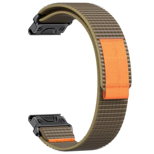 [�����ȓX] �ɓK����Garmin Fenix 8/7 X/EpixProTactix 8 Forerunner 965 955 255 265 Enduro 2�o���h22/26 mm QuickFit�S�����i�C�����҂݃e�[�v(Khaki orange,2